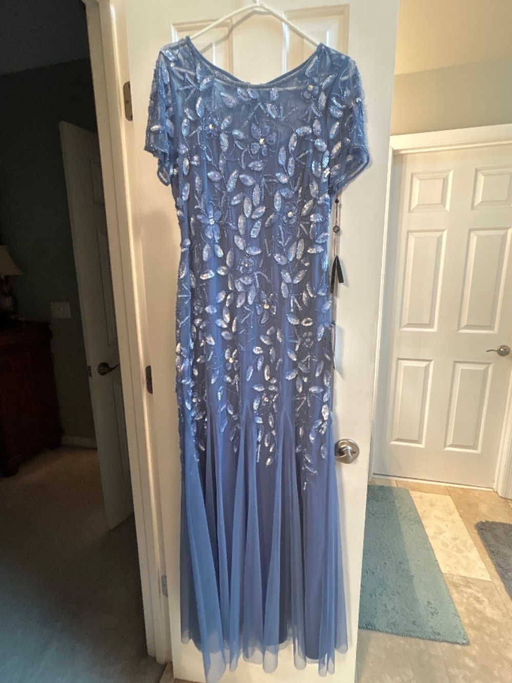 French Blue Long dress with Sequins